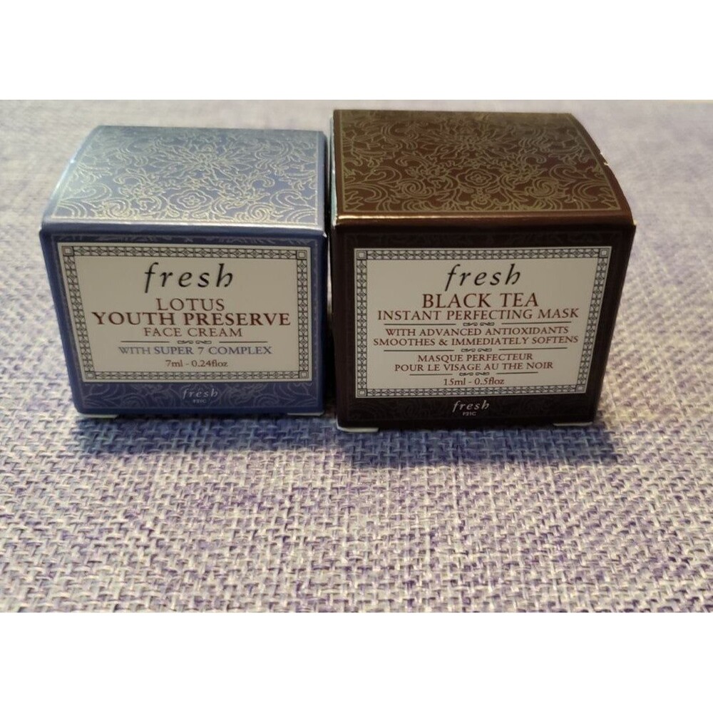 Fresh bundle 1 Black tea Mask, 1youth preserve face cream .24 oz